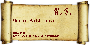 Ugrai Valéria névjegykártya